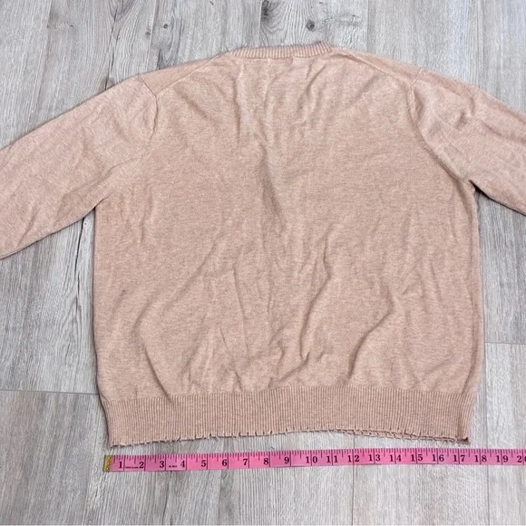 Minnie Rose Cotton Cashmere Frayed Cream Cardigan Sweater - Picture 8 of 8